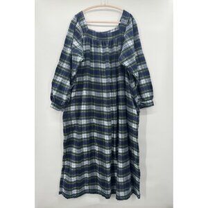 Vermont Country Womens 1X Flannel Nightgown Tartan Plaid Cozy Cabin Cottagecore